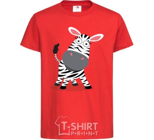 Kids T-shirt A surprised zebra red фото