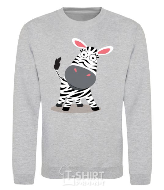 Sweatshirt A surprised zebra sport-grey фото