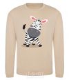 Sweatshirt A surprised zebra sand фото