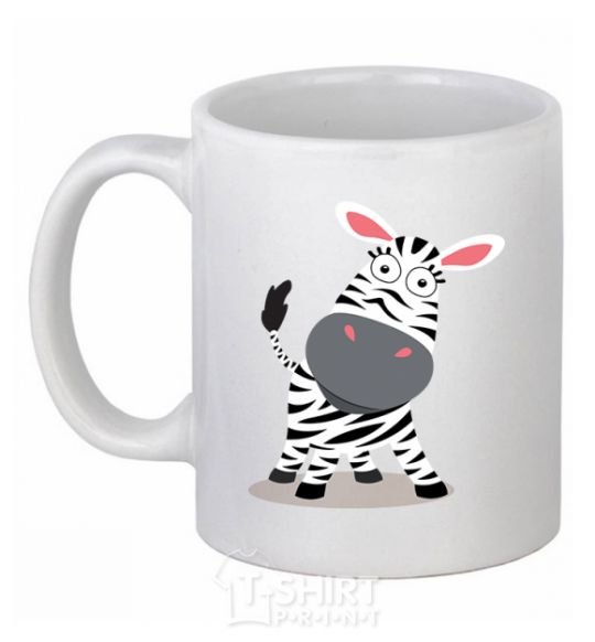 Ceramic mug A surprised zebra White фото