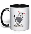 Mug with a colored handle A surprised zebra black фото