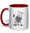 Mug with a colored handle A surprised zebra red фото