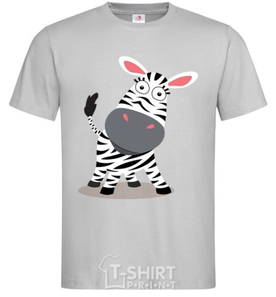 Men's T-Shirt A surprised zebra grey фото