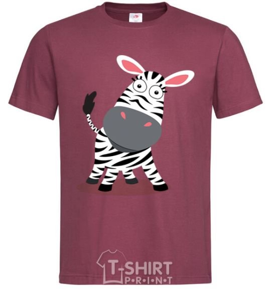 Men's T-Shirt A surprised zebra burgundy фото