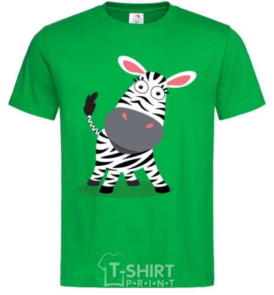 Мужская футболка Удивленная зебра Зеленый фото
