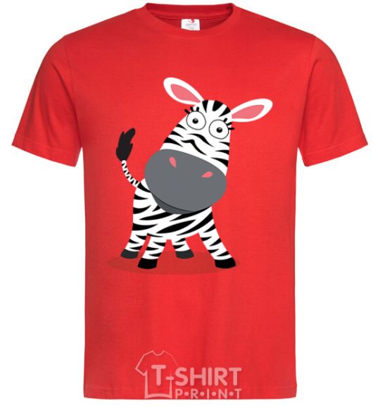 Men's T-Shirt A surprised zebra red фото