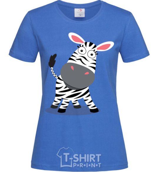 Женская футболка Удивленная зебра Ярко-синий фото