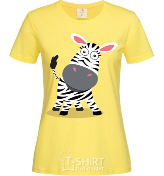 Женская футболка Удивленная зебра Лимонный фото