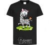 Kids T-shirt A zebra with a butterfly black фото