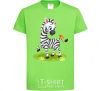 Kids T-shirt A zebra with a butterfly orchid-green фото