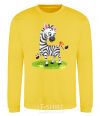 Sweatshirt A zebra with a butterfly yellow фото