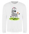 Sweatshirt A zebra with a butterfly White фото