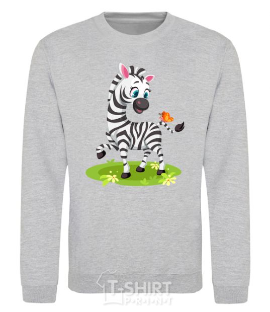 Sweatshirt A zebra with a butterfly sport-grey фото