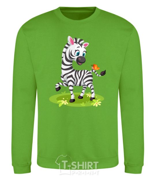 Sweatshirt A zebra with a butterfly orchid-green фото