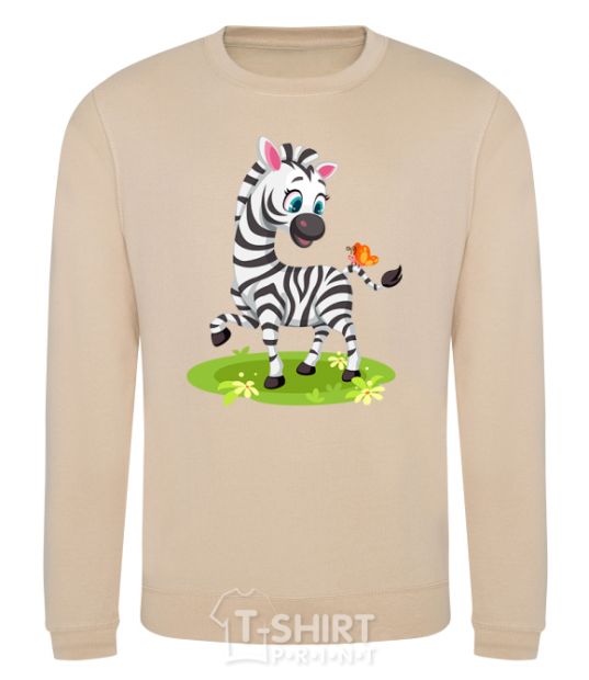Sweatshirt A zebra with a butterfly sand фото