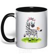 Mug with a colored handle A zebra with a butterfly black фото