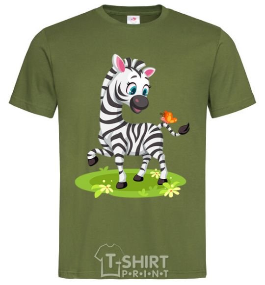 Men's T-Shirt A zebra with a butterfly millennial-khaki фото