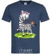 Men's T-Shirt A zebra with a butterfly navy-blue фото