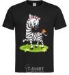 Men's T-Shirt A zebra with a butterfly black фото