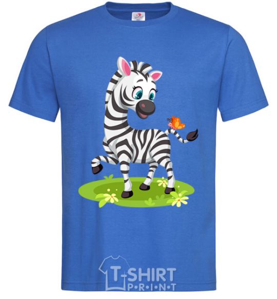 Men's T-Shirt A zebra with a butterfly royal-blue фото