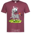 Men's T-Shirt A zebra with a butterfly burgundy фото