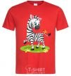 Men's T-Shirt A zebra with a butterfly red фото