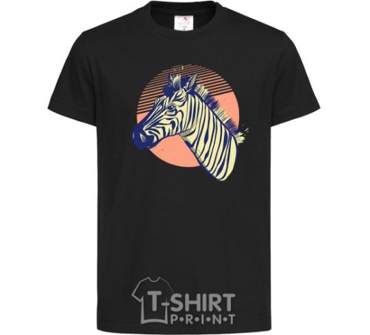 Kids T-shirt A zebra in an orange circle black фото