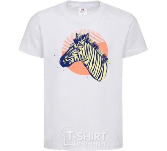 Kids T-shirt A zebra in an orange circle White фото