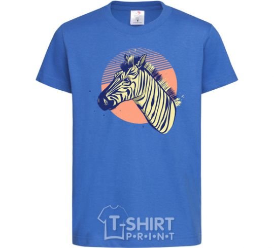 Kids T-shirt A zebra in an orange circle royal-blue фото