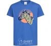 Kids T-shirt A zebra in an orange circle royal-blue фото