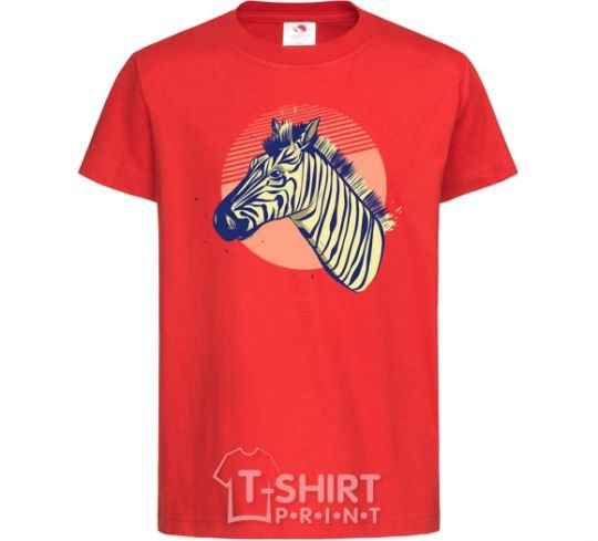 Kids T-shirt A zebra in an orange circle red фото