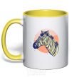 Mug with a colored handle A zebra in an orange circle yellow фото