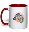 Mug with a colored handle A zebra in an orange circle red фото