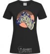 Women's T-shirt A zebra in an orange circle black фото