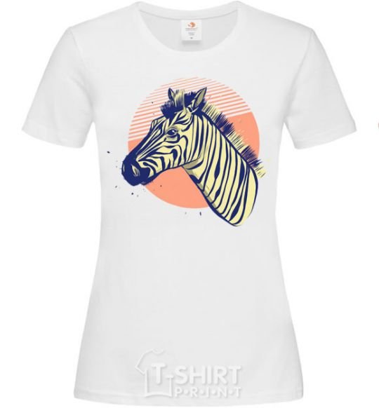 Women's T-shirt A zebra in an orange circle White фото