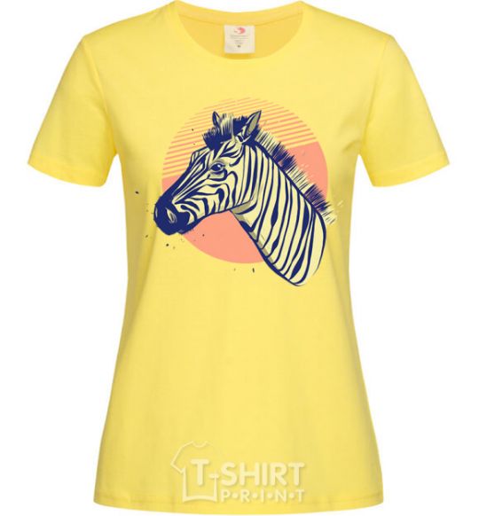 Women's T-shirt A zebra in an orange circle cornsilk фото