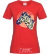 Women's T-shirt A zebra in an orange circle red фото