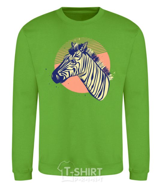 Sweatshirt A zebra in an orange circle orchid-green фото