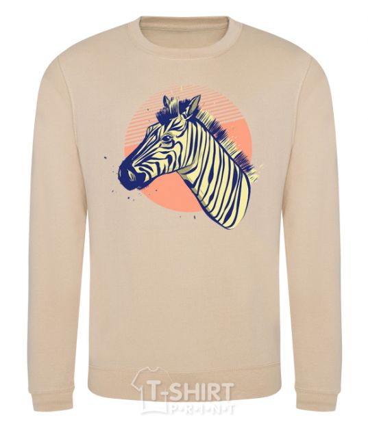 Sweatshirt A zebra in an orange circle sand фото