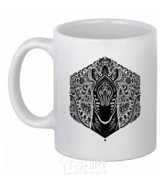 Чашка керамическая Узор с зеброй Белый фото