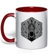 Mug with a colored handle Zebra pattern red фото