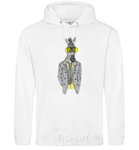 Men`s hoodie Cool zebra White фото