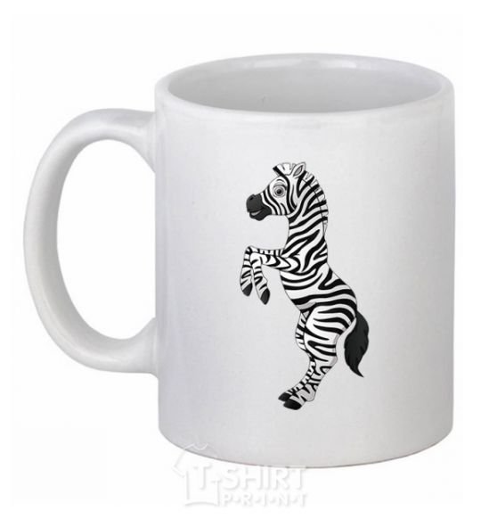 Чашка керамическая Веселая зебра Белый фото