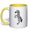 Чашка с цветной ручкой Веселая зебра Солнечно желтый фото
