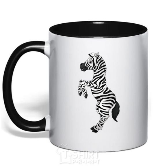 Чашка с цветной ручкой Веселая зебра Черный фото