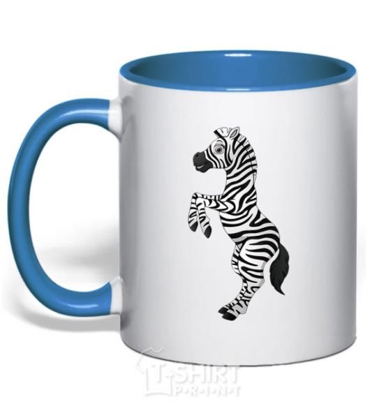 Чашка с цветной ручкой Веселая зебра Ярко-синий фото