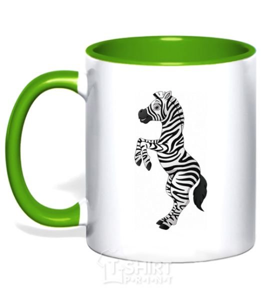 Mug with a colored handle Jolly zebra kelly-green фото