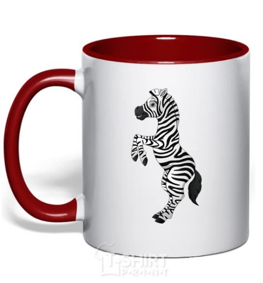 Чашка с цветной ручкой Веселая зебра Красный фото