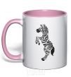 Mug with a colored handle Jolly zebra light-pink фото