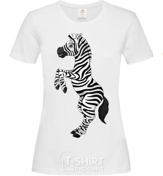 Женская футболка Веселая зебра Белый фото
